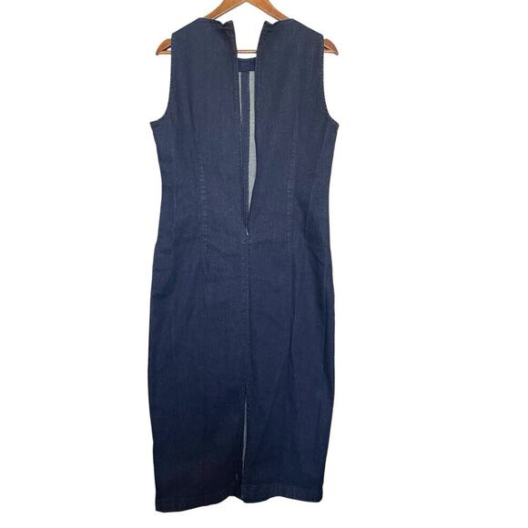Nobody's Child Denim Midi Dress Size 8 Dark Wash Organic Cotton Blend NWT - Picture 2 of 8